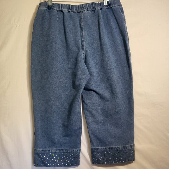 Dream Jeannes by Quacker Factory Woman's Pull On Capris Size Large Light Blue - Picture 9 of 14
